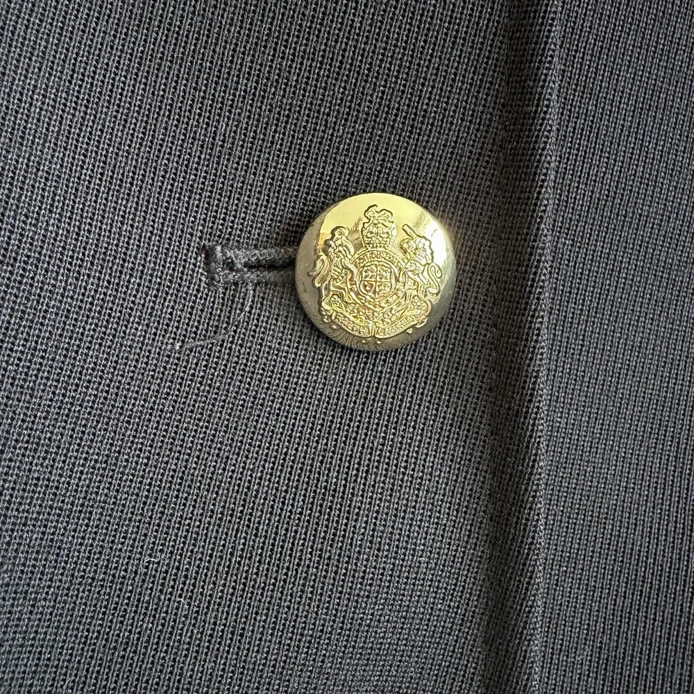 Lauren Ralph Lauren VTG Wool Crest Blazer Gold Button Preppy 90s Black Size 10 - Picture 5 of 16